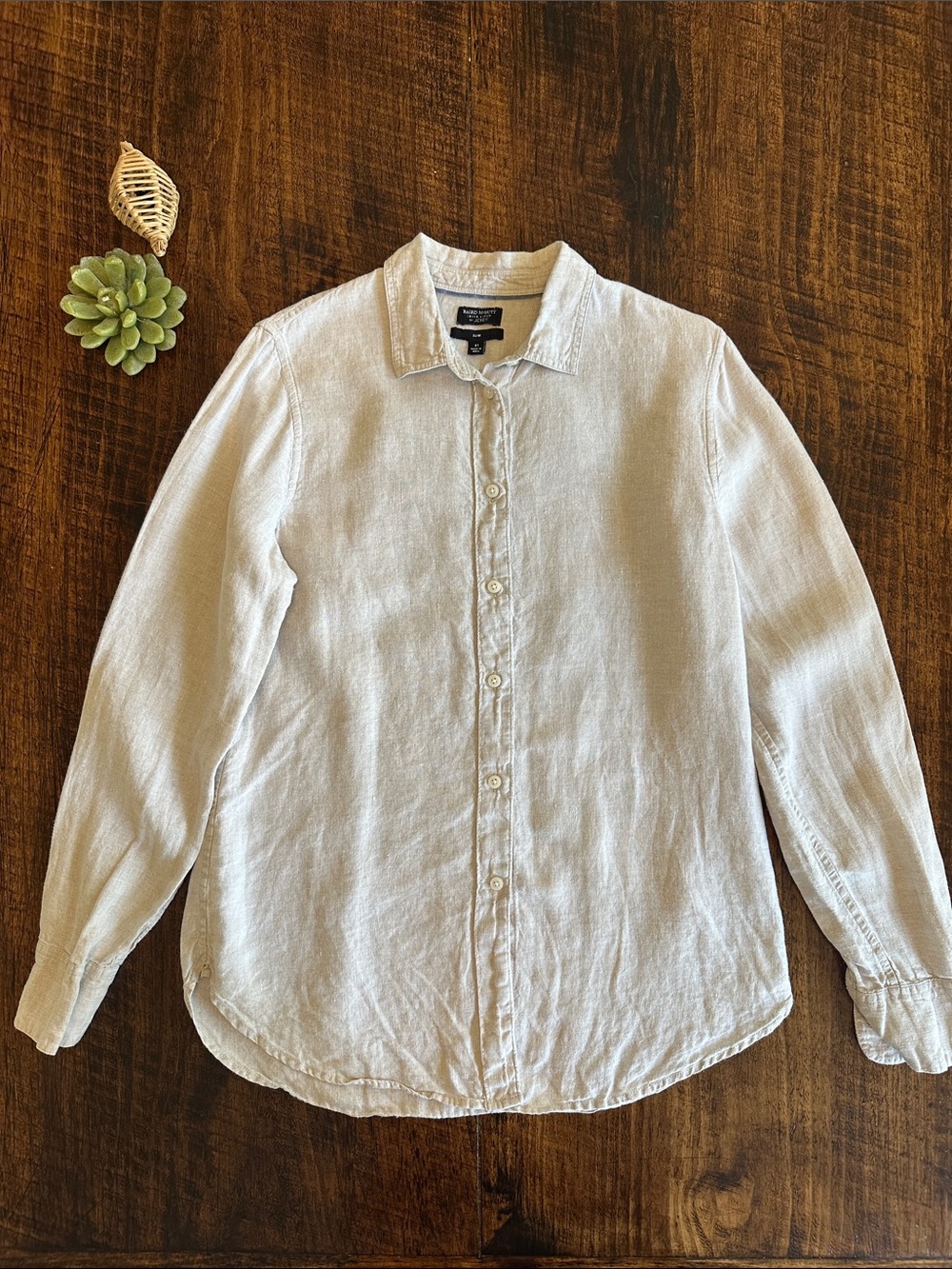 J. Crew Baird McNutt | Gray/Beige Irish Linen Button Down Shirt,  Size 8T